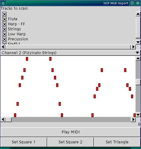 A screenshot of the midi import ui showing track checkboxes