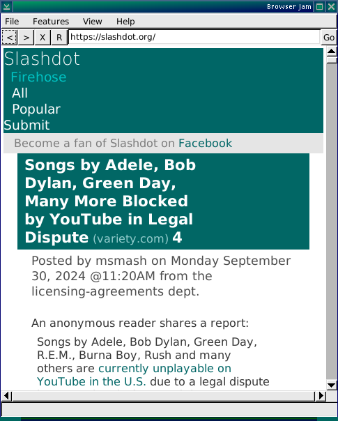the slashdot website shows its colors and spacing almost correctly